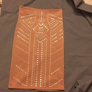 Blush beaded pencil skirt